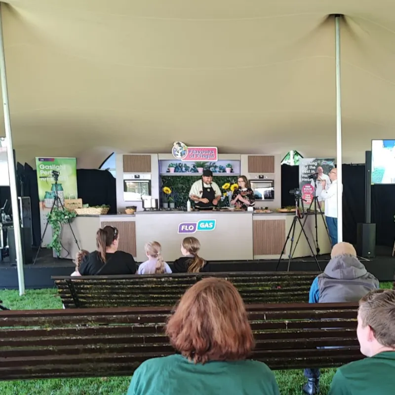 Denise and Jeremy on stage at Flavours close