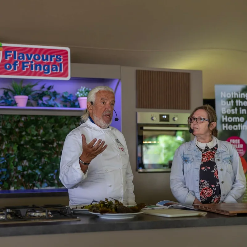 Deniseand Terry on stage at Flavours of Fingal close up
