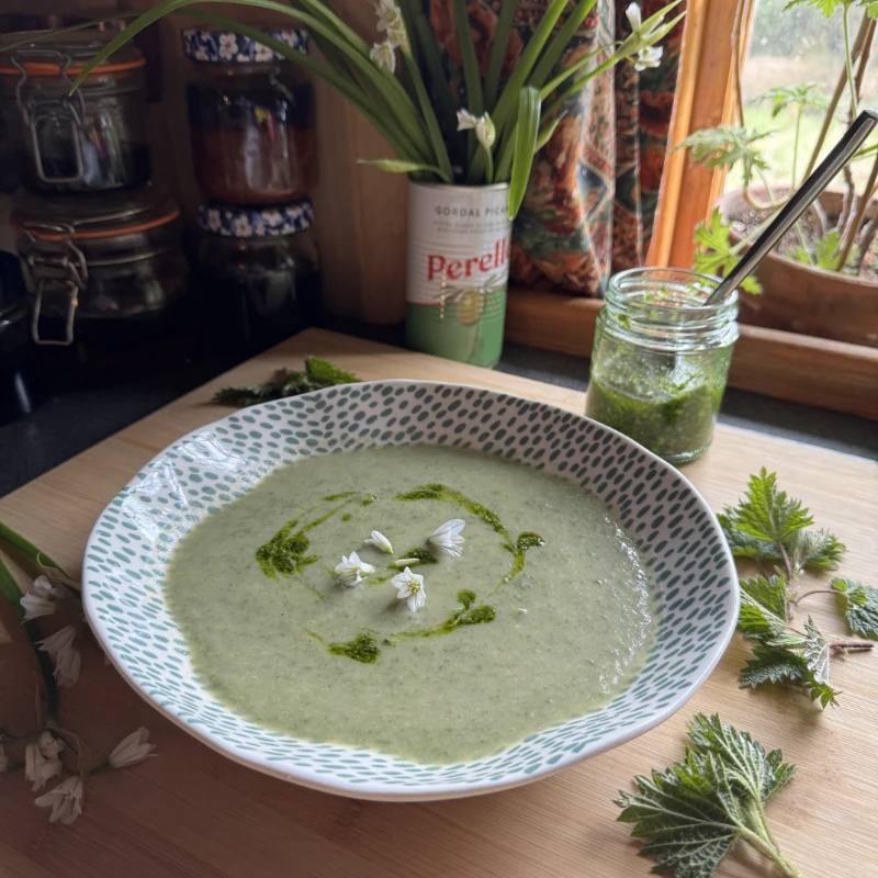 nettle soup with wild garlic pesto