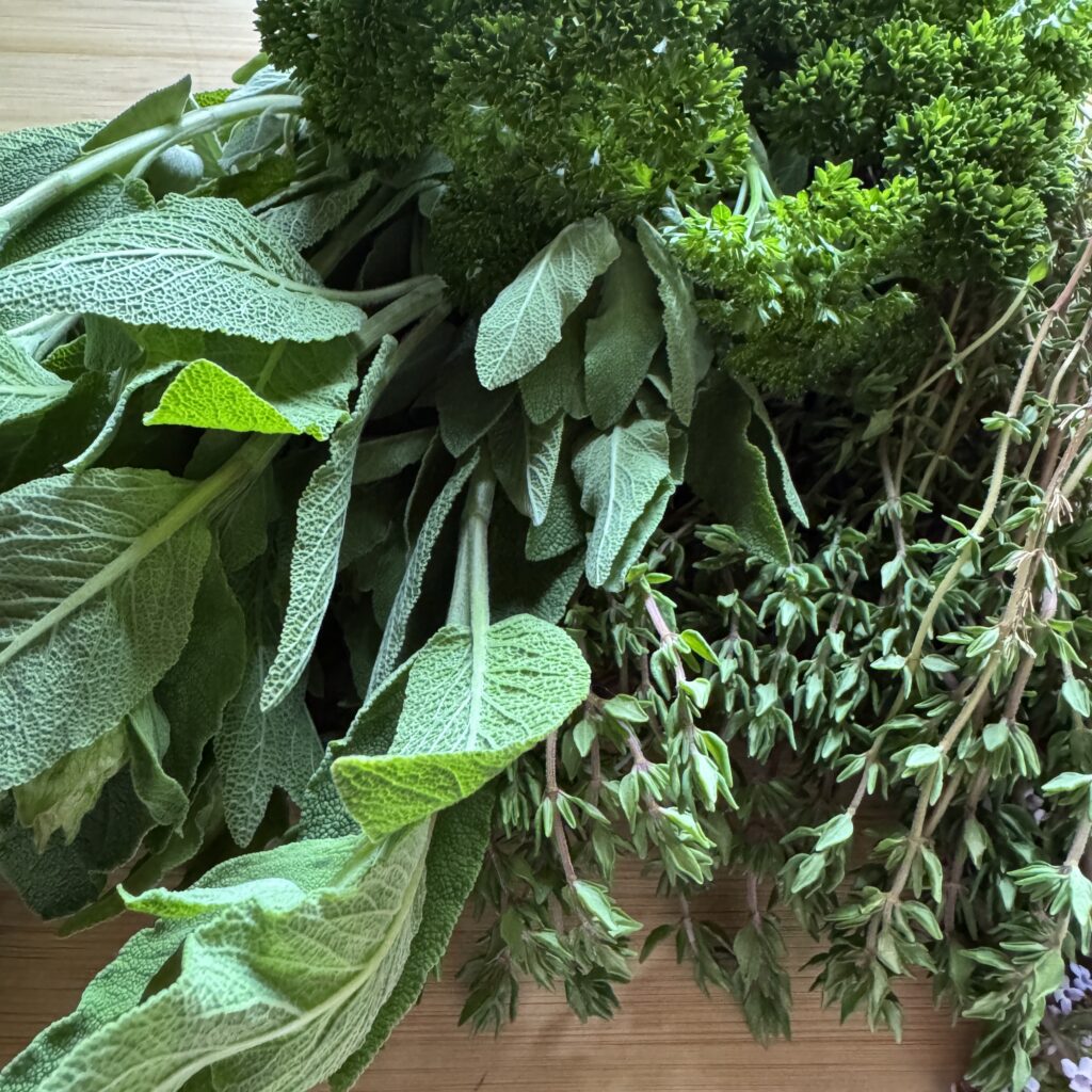 cut herbs parsley sage thyme